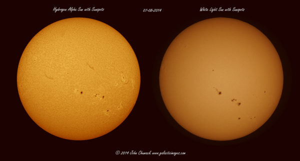 Many Large Sunspots in White Light on 07-08-2014 - Galactic Images