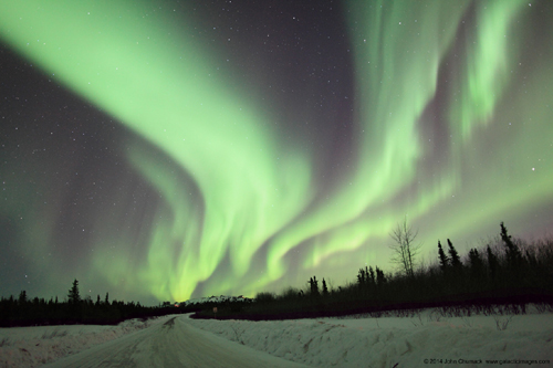 The "Northern Lights" Classic Green Waves of Aurora Borealis rippling through the sky in 2014