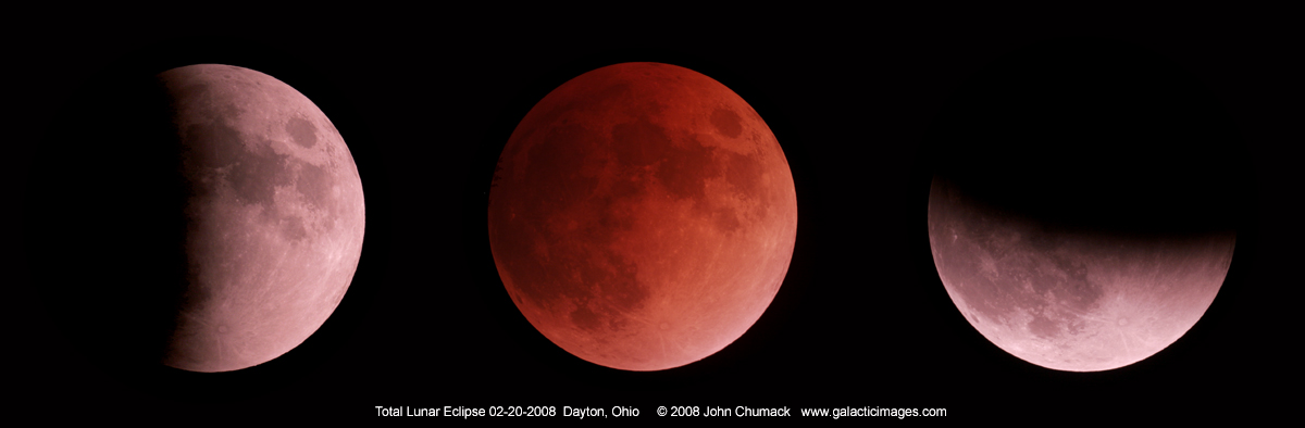 Total lunar eclipse sequence on 02/20/2008 with a 6" scope & Canon 20D DSLR.