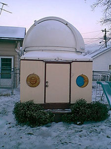 Backyard observatory in winter