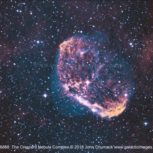 The Crescent Nebula in H-Alpha & Oxygen III Narrow Band light.