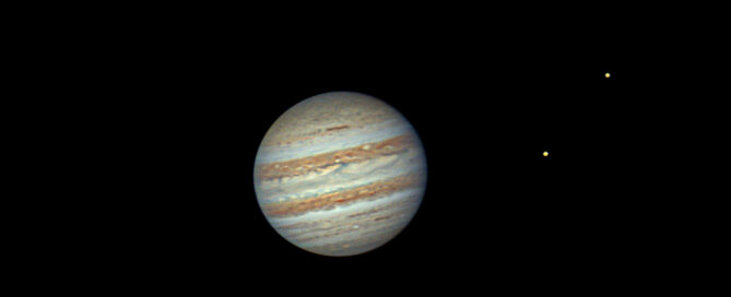 Jupiter with moons Io and Europa on 10-08-2024