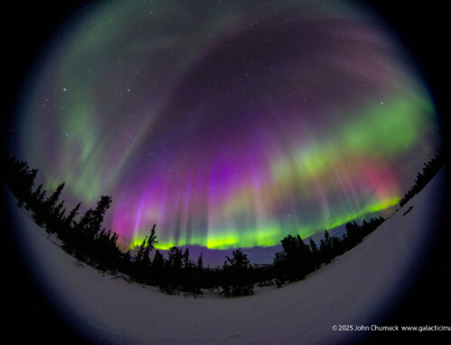 8mm Fish-eye view of the Aurora covering the entire sky in Alaska March 2025